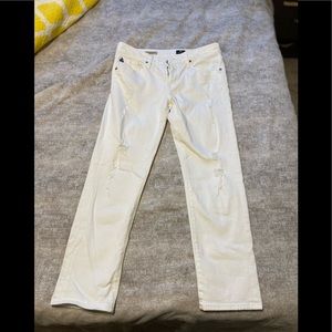 AG Ex-Boyfriend Slim Distressed White Jeans -28R